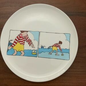 1981 Happy Clay Large Round Dish Platter Pottery By R.E.Brokken Decor Vintage